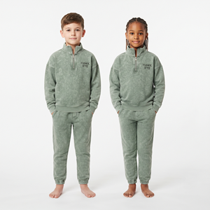Conjunto Deportivo Unisex de Dos Piezas, Lavado Ácido, Cierre de Cremallera, Color Verde Salvia Sólido, Largo Completo, Alta Calidad, Venta al Por Mayor - Product Image 2