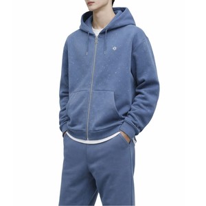 Sweat-shirts à capuche zippés surdimensionnés en coton molletonné avec strass premium pour hommes, style streetwear tendance, vente en gros, personnalisation, fourniture OEM - Product Image 4