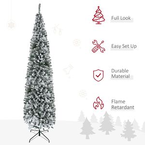 Albero di Natale in Pino Verde Sottile Non Illuminato da 210 cm, Albero di Natale Innevato da 2,7 m con 1014 Rami Realistici in PVC, Albero di Natale Pre-Illuminato con Rami a Cerniera - Product Image 4