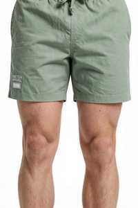 กางเกงขาสั้นผู้ชาย ONETEN APPAREL สีเขียวล้วน ผ้าฝ้ายอ๊อกซ์ฟอร์ด เอวผูกเชือก สไตล์ลำลอง เอวกลาง ระบายอากาศได้ดี - Product Image 5