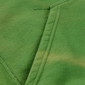 Sweat-shirt à capuche unisexe tie-dye, coupe ample, en coton French Terry, décontracté, vert automne, avec poche - Product Image 4
