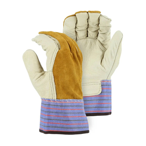 Gants de sécurité en cuir haut de gamme, robustes, antistatiques, antidérapants, imperméables, à texture grainée, avec protection ajustable du poignet et protection des paumes fendues - Product Image 4