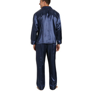 Pijamas de Hombre de Manga Corta, 100% Seda Satén, Ligeros, Talla Personalizada, Bolsillos, Color y Diseño Personalizables, Servicio OEM al por Mayor - Product Image 2