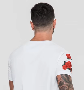 T-shirt blanc à manches courtes pour homme, col rond, coupe classique, décontracté, tricoté en polyester/coton, écologique, 220 grammes, haut de gamme - Product Image 3