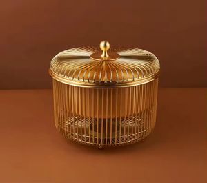 Luxury Gold Metal Fruit <b>Basket</b> With Lid Decorative <b>Wire</b> Storage <b>Basket</b> Snack Candy Dry Fruit Serving <b>Basket</b> For Table - Product Image 1