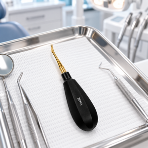 Elevador Dental Manual Premium Atraumático con Punta Curva Fina Recubierta en Oro y Mango Negro, Instrumento de Extracción para Sitio de Implante - Product Image 5
