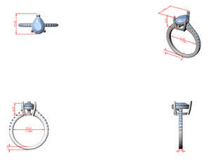 Bague de fiançailles en or blanc avec diamant taille poire et halo, bijoux de mariée - Product Image 5