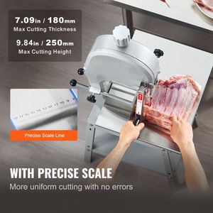 Sega Elettrica per Carne da 1800W con 5 Lame in Acciaio Inox, Tagliatrice Verticale da Banco 48,5x38 cm, Spessore di Taglio 18 cm, Include Funzione Affettatura - Product Image 4