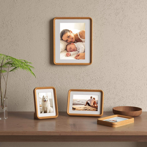 Creative Fashionable Wooden Photo Natural Teak Tempered Glass <b>Rounded</b> Corners Eco-Friendly for Desktop Wall-Mounted Display - Product Image 5