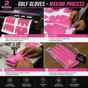 Guante de Golf RONAL SPORTS Rosa de Cuero Genuino para Mano Derecha, Antideslizante, Transpirable, con Correa de Muñeca Ajustable, Unisex - Product Image 5