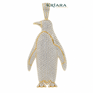 Colgante de Pingüino Adorable de Moissanita, Plata 925, Chapado en Oro de 18K, Amuleto con Temática Animal, Lujo para Uso Diario, Regalo - Product Image 4