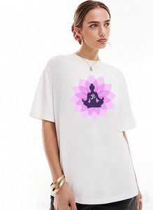 Regular Fit Purple Yoga <b>Tshirt</b> for Women Womens Yoga Day <b>Tshirt</b> <b>White</b> Cotton Meditation T-Shirt - Product Image 2
