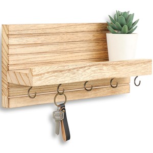Handcrafted Teak Wood <b>Key</b> Holder with Brass Hooks - Wholesale Moradabad - Product Image 2