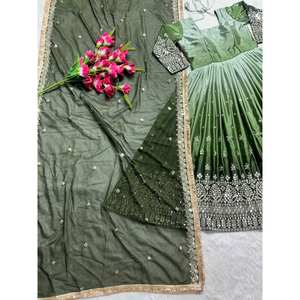 ชุด anarkali ดีไซเนอร์พร้อม dupatta สำหรับงานปาร์ตี้และชุดราตรี - Product Image 5