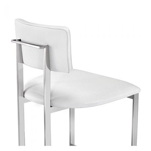 Modern Upholstered Dining <b>Stool</b> <b>with</b> Chrome Legs Faux Leather Seat and <b>Back</b> Home Dining Furniture - Product Image 6