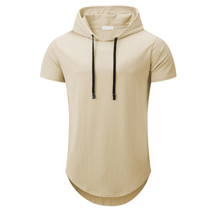 T-shirt à capuche personnalisé à manches courtes avec ourlet incurvé pour homme – Respirant, décontracté, streetwear - Product Image 1