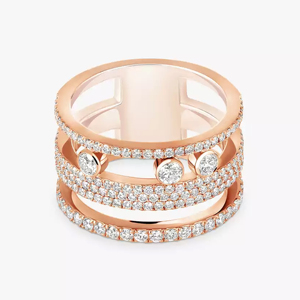 Bague Éternité en Or Rose et Diamants pour Femme, Style Géométrique de Luxe, Coupe Ronde Brillante, Bijoux Fins - Product Image 1
