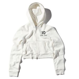 เสื้อฮู้ดครอปซิปเต็มตัว สีขาว ทรงโอเวอร์ไซส์ สไตล์สตรีทแวร์ สำหรับผู้หญิง มีซิปด้านหน้า แฟชั่นลำลอง - Product Image 1