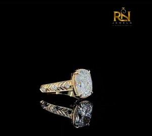 Bague Art Déco en Or Massif Gravé Vintage avec Diamant de Laboratoire Taillé Coussin 2 Carats pour Femme – Fournisseur OEM ODM B2B en Gros - Product Image 3
