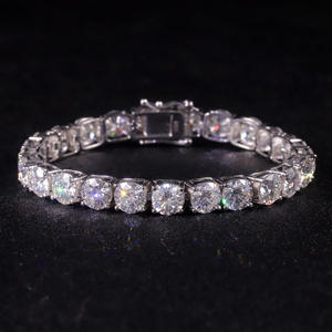RAMDUT IMPEX Classic Moissanite Tennis Bracelet Silver Plated Channel Setting Large Sparkling Chain Bridal Jewelry <b>Gift</b> MSBR-20 - Product Image 1