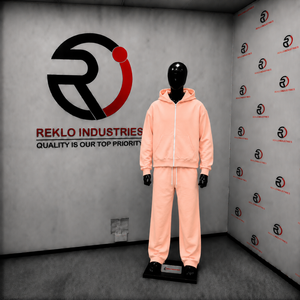 Peach <b>Men</b> Tracksuit Set <b>Plain</b> Full Zip <b>Hoodie</b> Jogger Pants Custom Wholesale Casual Streetwear Sportswear Fleece Two Piece Autumn - Product Image 3