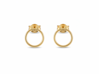 Boucles d'oreilles minimalistes jaunes en or 14 carats, design géométrique circulaire, unisexe, à porter au quotidien