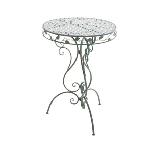 <b>Round</b> Metal Outdoor <b>Table</b> with Lattice Top and Floral Design in Antique Finish - Product Image 4