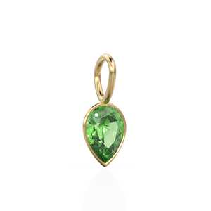 Pendentif Breloque en Or Jaune Massif 14 carats avec Peridote / Pierre de Naissance d'Août Prasiolite / Pierre Précieuse Verte 7mm / Forme Poire - Product Image 3