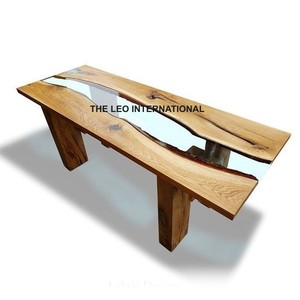 Elegant Solid Wood <b>Coffee</b> <b>Table</b> Unique Stylish River Resin Casting for Hotel Farmhouse Residential Solid Feature - Product Image 2