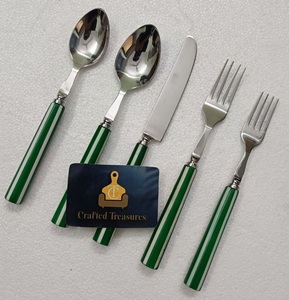 Food Grade & Safe <b>Flatware</b> <b>Set</b> With Resin Handle 18/8 Stainless Steel Dinnerware Tableware Home Decor 5-Piece <b>Flatware</b> Cutlery - Product Image 3