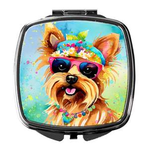 Yorkshire Terrier Hippie Dawg Compact Folding Handheld <b>Makeup</b> <b>Mirror</b> Decorative Travel Gift for Women and Girls Pocket Size - Product Image 1