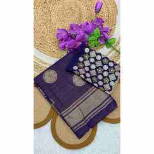 DISEÑADOR GEORGETTE FOIL PRINT WORK SAREE CON BLUSA SIN COSTAR VINO - Product Image 1