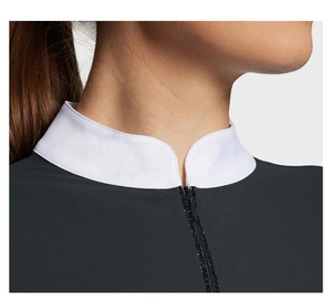 Camisas de Polo Ecuestres Personalizadas al por Mayor para Mujer, Tops de Equitación de Manga Larga Transpirables de Poliéster/Nylon/Spandex para Exhibición - Product Image 4