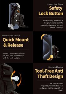 Mécanisme de sécurité de berceau de téléphone de moto verrouillable breveté Support de téléphone portable en silicone en acier inoxydable 304 avec une seconde - Product Image 6