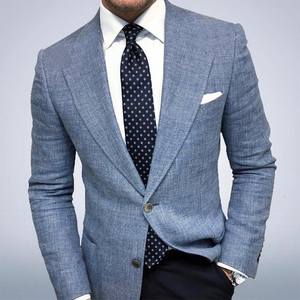 Men's Olive Green Single Breasted Notched Collar <b>Blazer</b> British Style Regular Fit Cotton Woven <b>Jacket</b> Breathable - Product Image 5