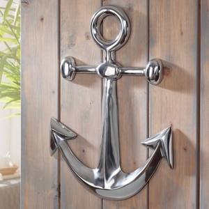 Ancre décorative en métal argenté, décoration murale marine nautique, ornement d'ancre de bateau maritime pour la maison, le bureau, l'hôtel - Product Image 2