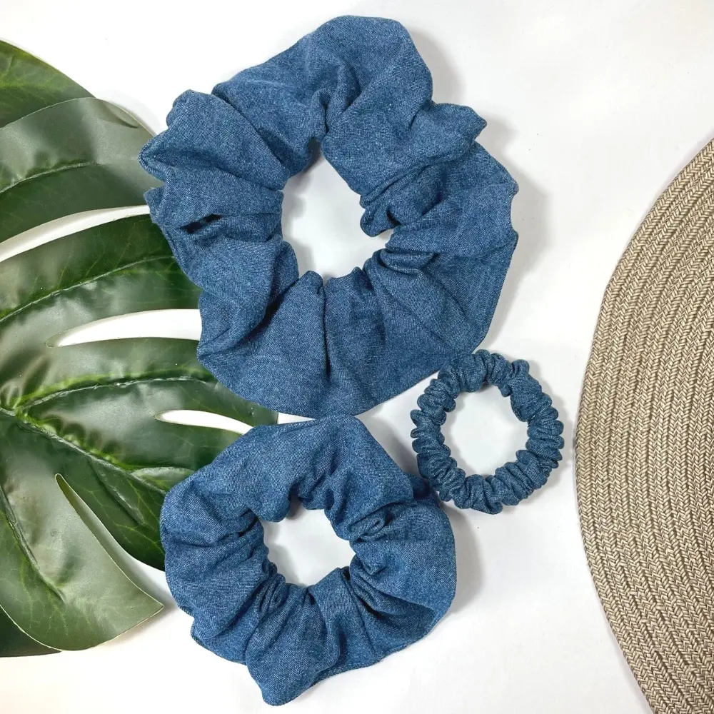 Scrunchies Denim Katun Gaya Antik Scrunchie untuk Wanita Ikatan Rambut untuk Anak Perempuan-ukuran Kustom Kebesaran Ukuran XXL