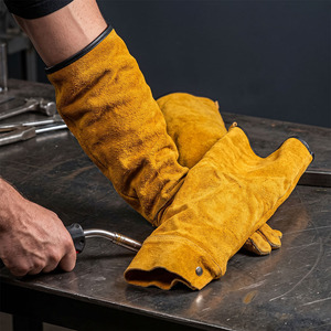 Guantes de Soldadura de Cuero Vacuno Marrón de Primera Calidad, Resistentes a Cortes Nivel 2 ANSI/ISEA, Resistentes al Calor y a Desgarros - Product Image 2
