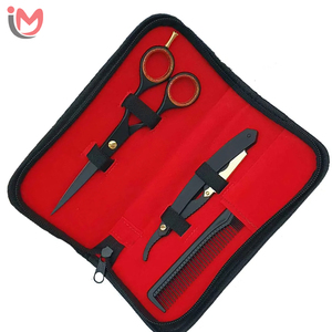 Home Hair Cutting Kit Salon Scissors Set with Shaving Razor and Comb Sharp Stainless Steel <b>Blade</b> Lightweight Steel Handle OEM - Product Image 1