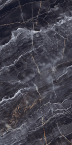 Azulejos de porcelana con efecto mármol negro moderno de 600x1200 mm, brillantes y pulidos, para pisos, paredes e interiores, ideales para espacios sanitarios. - Product Image 2