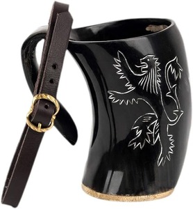Mug en corne de bœuf naturelle de haute qualité, tasse à bière viking, finition polie, fabricant - Product Image 1