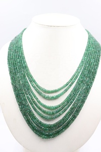 Collar Rondelle facetado de Esmeralda natural de 9 hilos Cuentas de piedra esmeralda de 3-5mm - Product Image 4