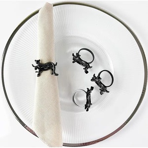 Tiger Shape Black Metal Napkin Rings Napkin Loop For Table Decoration Safari Theme Dining Setup Restaurant And Resort Styling - Product Image 1