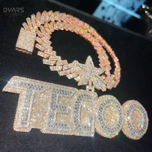 Pendentif personnalisé pour homme en argent sterling 925 plaqué or avec moissanite VVS, bijoux de luxe hip-hop, lettre initiale sertie de diamants - Product Image 1