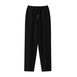TR-WCP-015 Women's Pure Cashmere Thickened Four-Gauge Double-Stripe Pocketed Drawstring Cashmere Slim-Fit Pants For Women's - Product Image 2