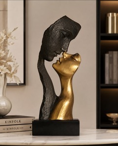 Contemporary <b>Bronze</b> Abstract Love Sculpture Figurine Artistic Handmade Tabletop Decor for Living Room Anniversary <b>Gift</b> - Product Image 5