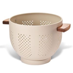 Colador de Metal con Mango de Madera, Coladores de Metal con Recubrimiento en Polvo de 22 cm, Colador de Cocina Grande con Base Estable - Product Image 2