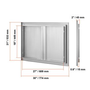 Porta di Accesso BBQ a Incasso Verticale in Acciaio Inossidabile da 30W x 21H Pollici per Unità di Stoccaggio a Muro per Cucina Esterna - Product Image 6