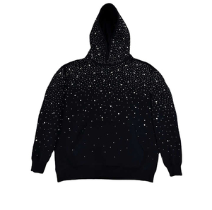 Women's Winter Fashion Streetwear Rhinestone Hoodie with Front Logo Wholesale Pullover Hoodies 100% Cotton - Product Image 6