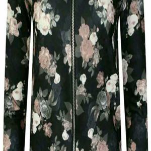 Womens Ladies Jackets Bomber Floral Flower Print Biker Coats Casual Outwear 8-22 - Product Image 5